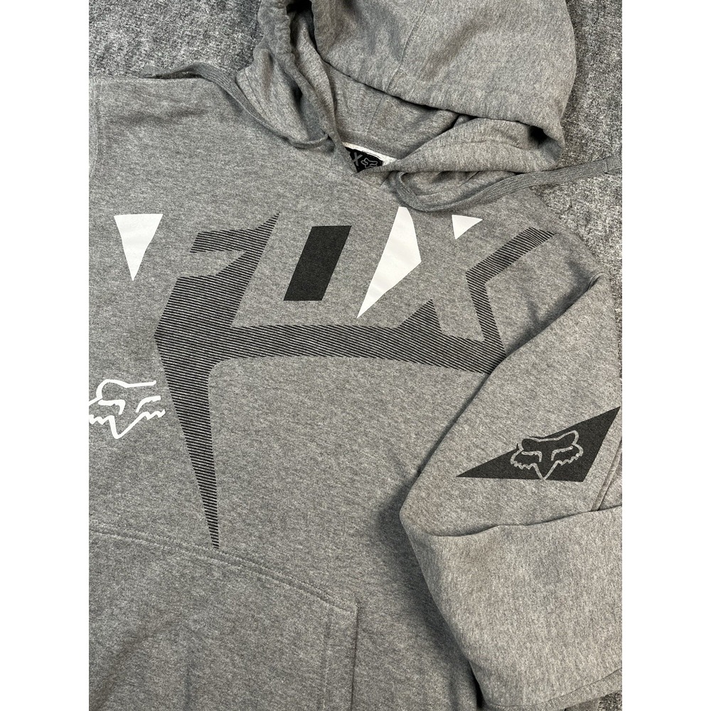 Fox Racing Hoodie Jacket/Coat Large Gray Graphic Cotton‎ Blend Y2K